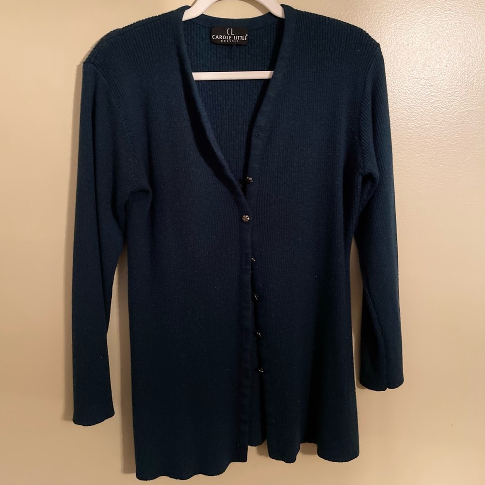 Vintage Style Teal Cardigan with Old Style Buttons ✨